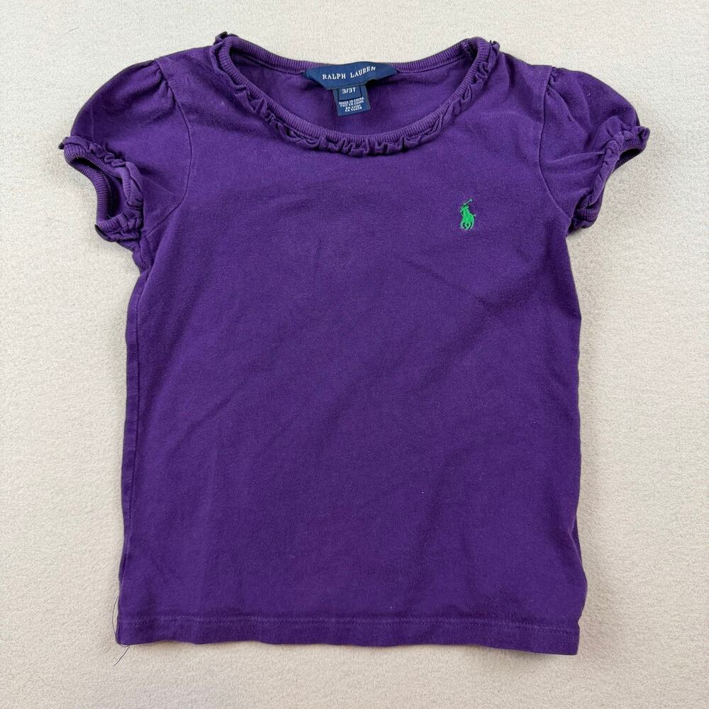 Ralph Lauren Girls Purple Ruffle Tee 3/3T